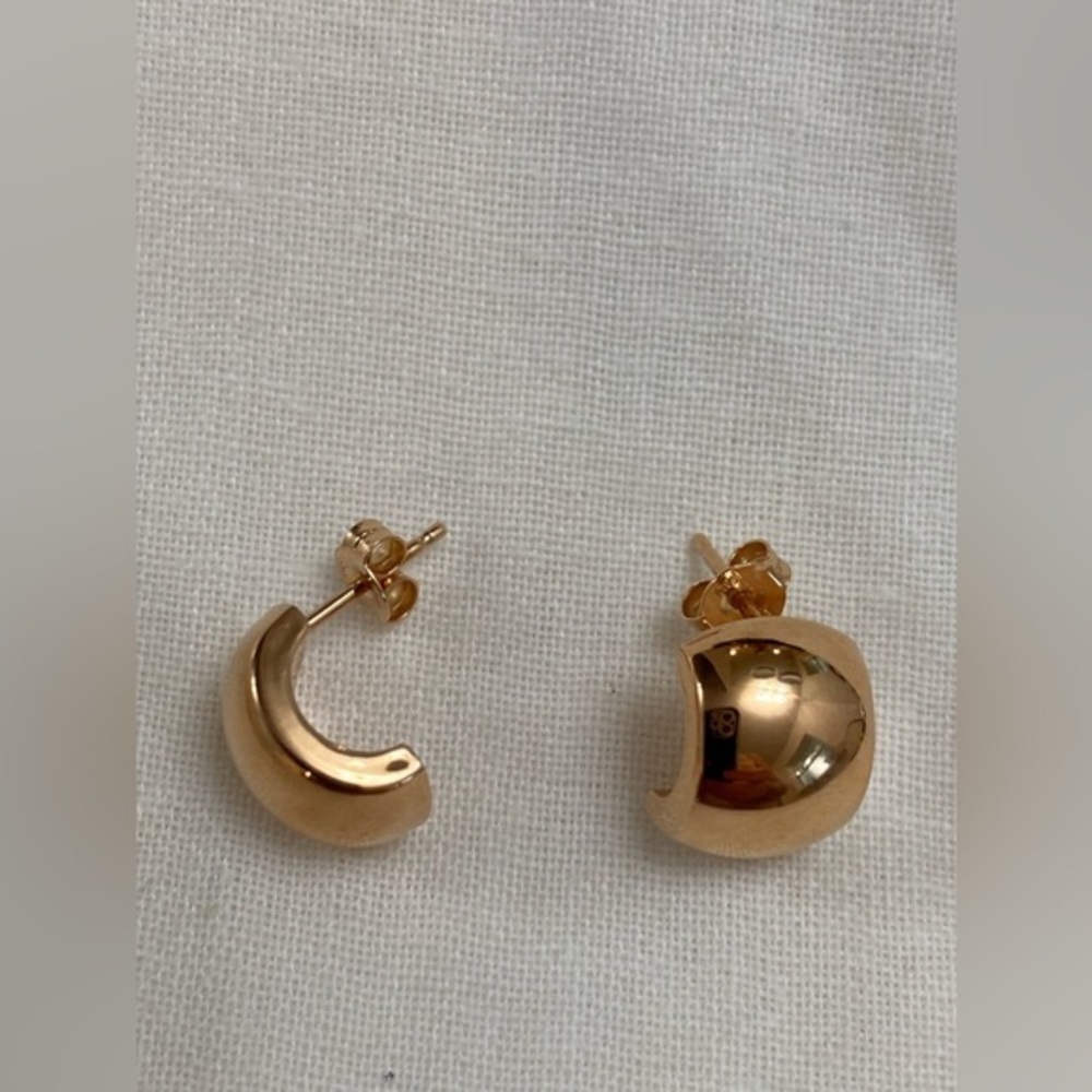 New 18k Rose Gold Half Hoop Chunky Earrings, Bold, Bubble, Cloud